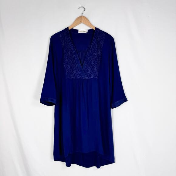 Johnny Was CALME Womens Embroidered Shift Dress Small Navy Blue - Picture 2 of 12